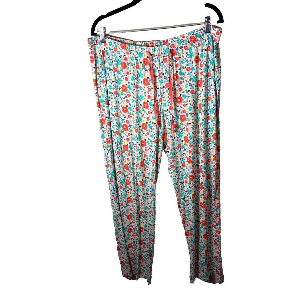 Life Is Good Pajama Pants Women's XL Sleep Floral Colorful Drawstring Casual